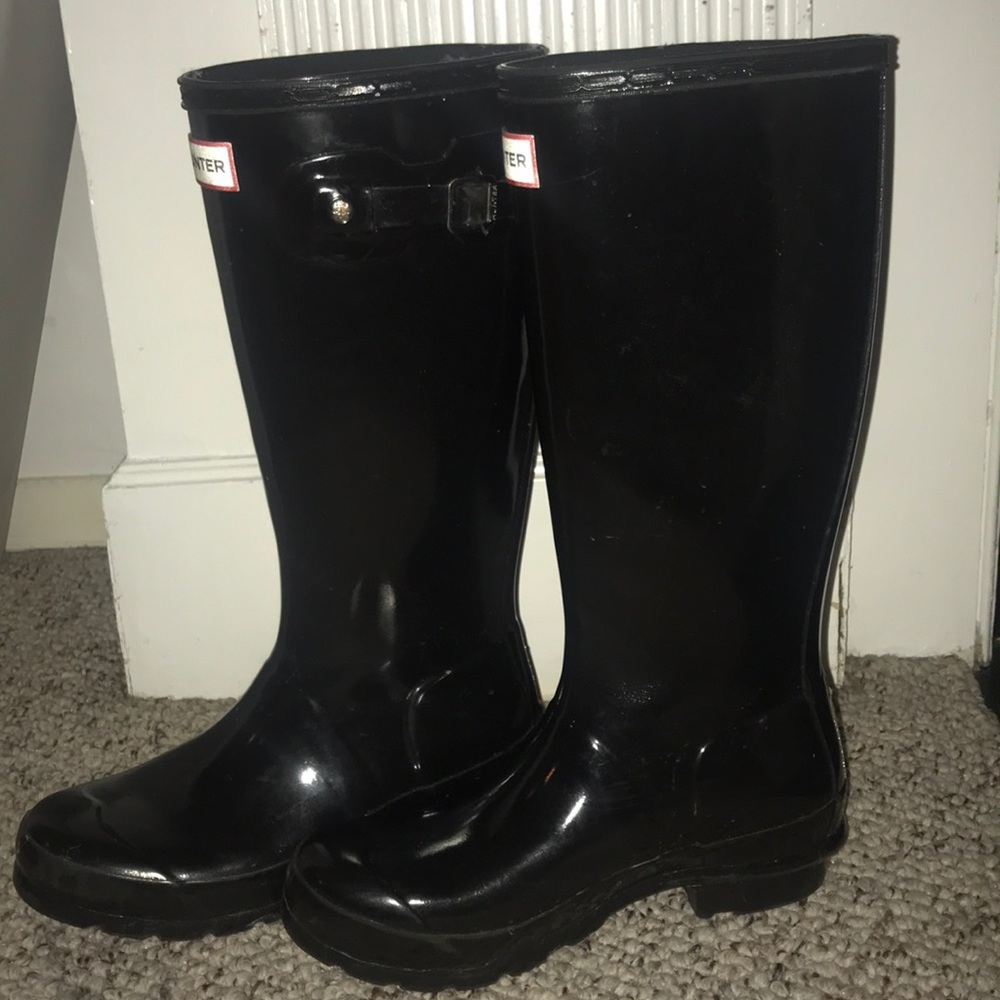 Girls Hunter Boots Glossy Black. Sz 5